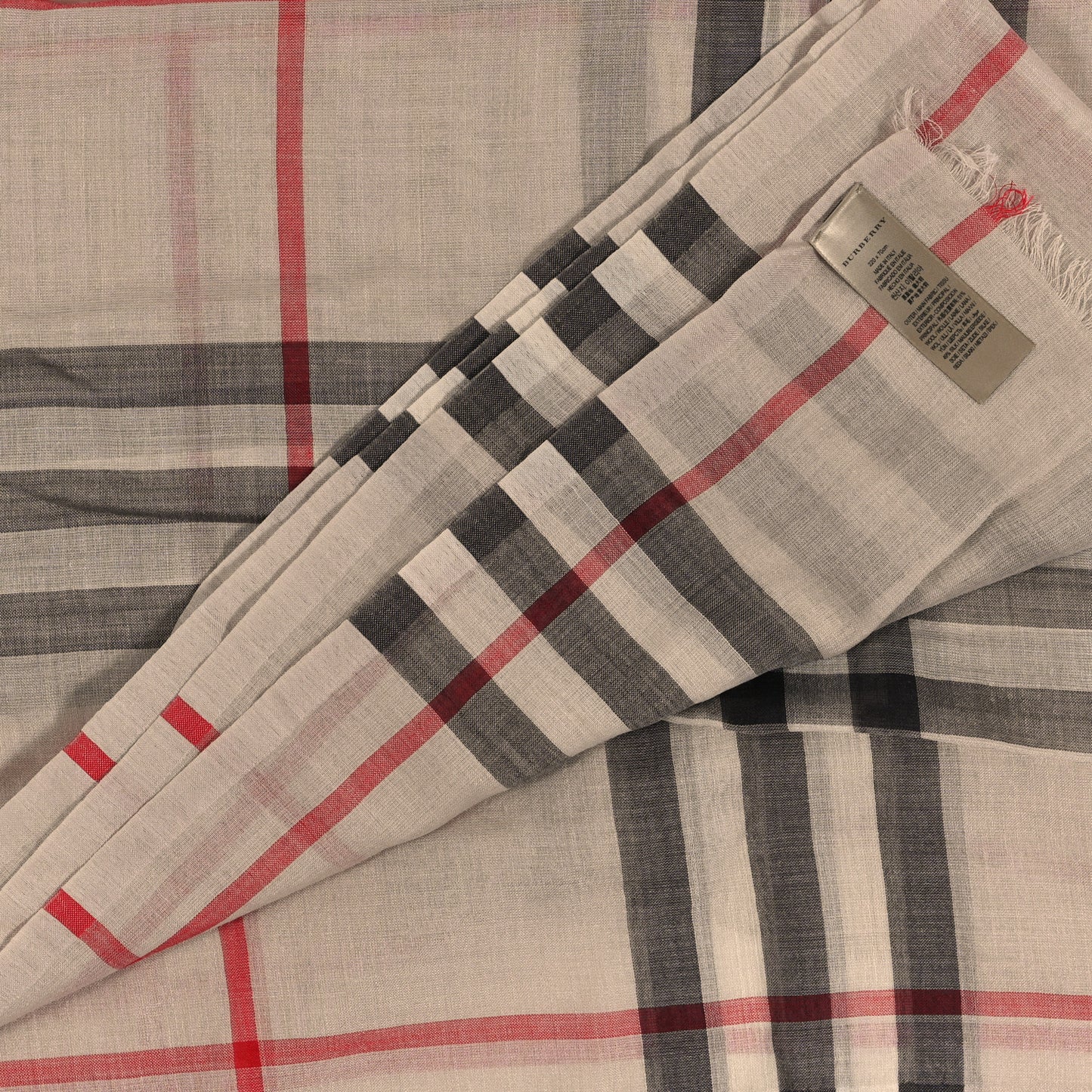 Linen Giant Check Check Lightweight Scarf Camel