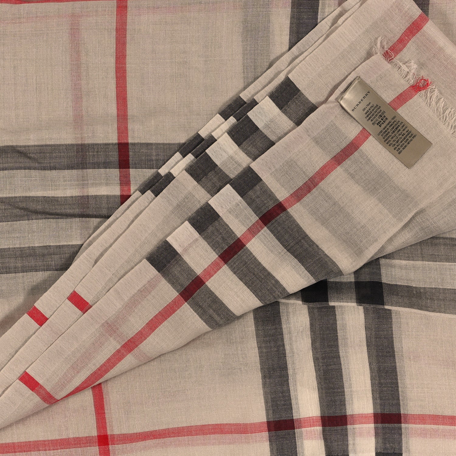 Burberry Linen Giant Check Check Lightweight Scarf Camel 4 of 4