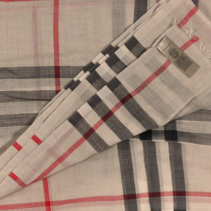 Burberry Linen Giant Check Check Lightweight Scarf Camel 4 of 4