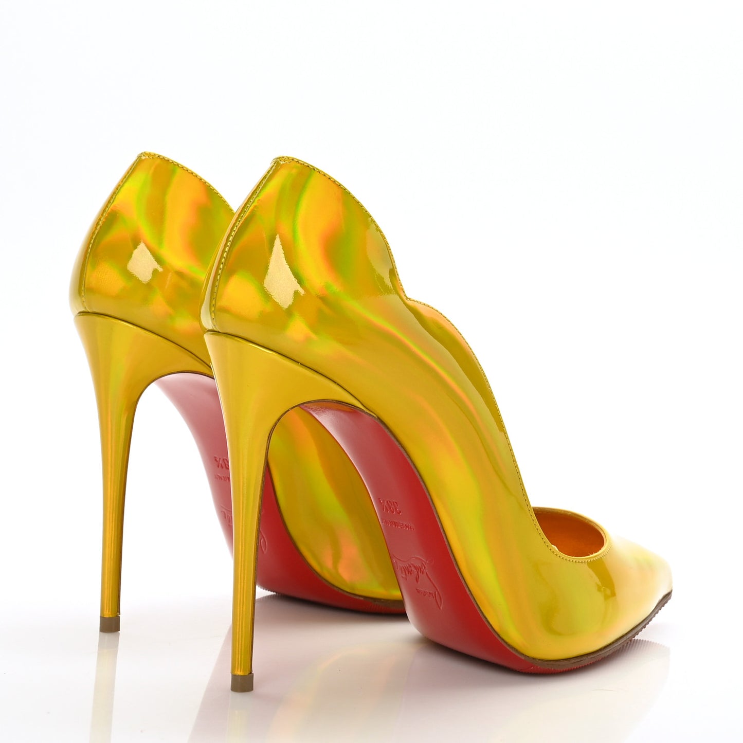 Metallic Patent Psychic Hot Chick 100 Pumps 38.5 Yellow