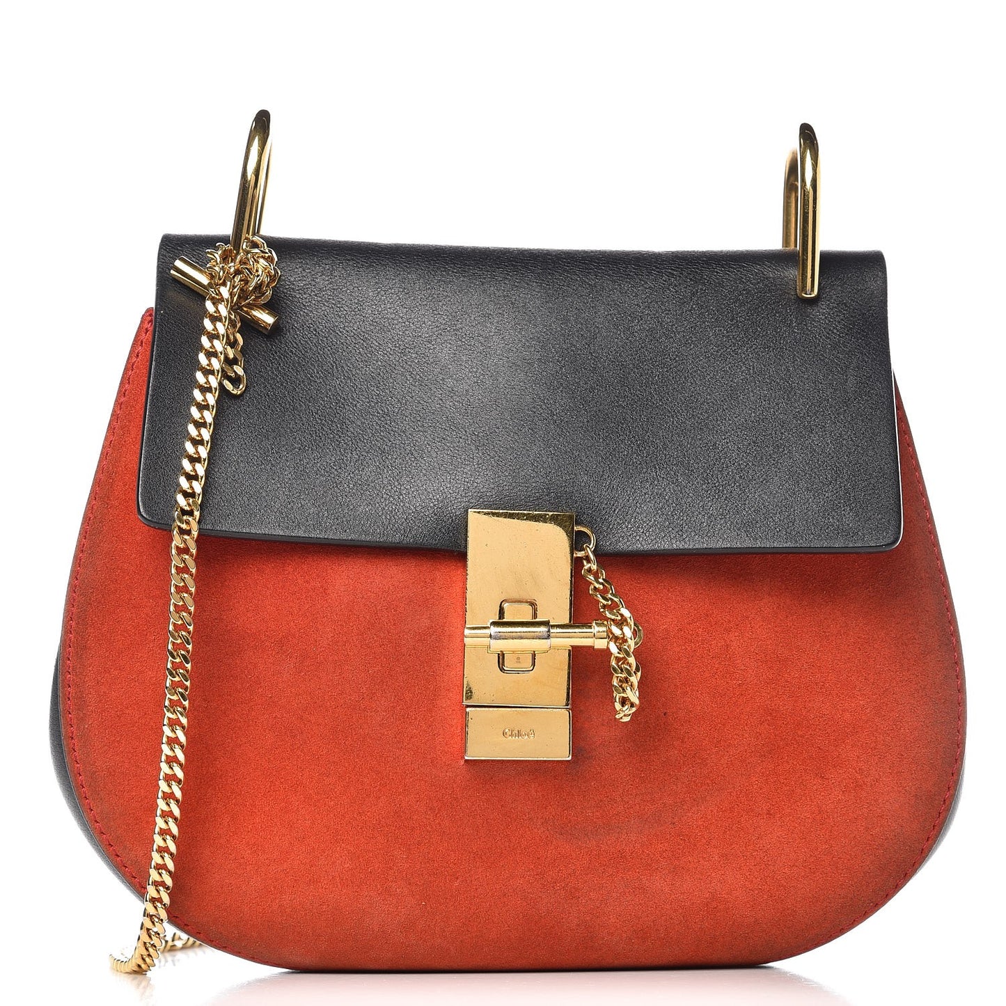 Suede Smooth Calfskin Drew Shoulder Bag Plaid Red