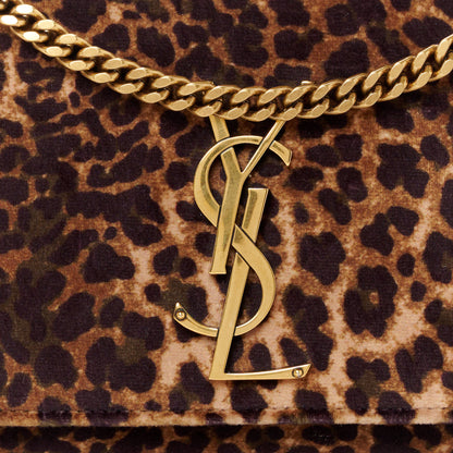 Saint Laurent Velvet Leopard Print Small Monogram Kate Satchel Manto Natural 9 of 11