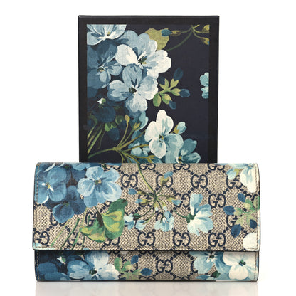 Gucci GG Supreme Monogram Blooms Continental Wallet Blue 9 of 9