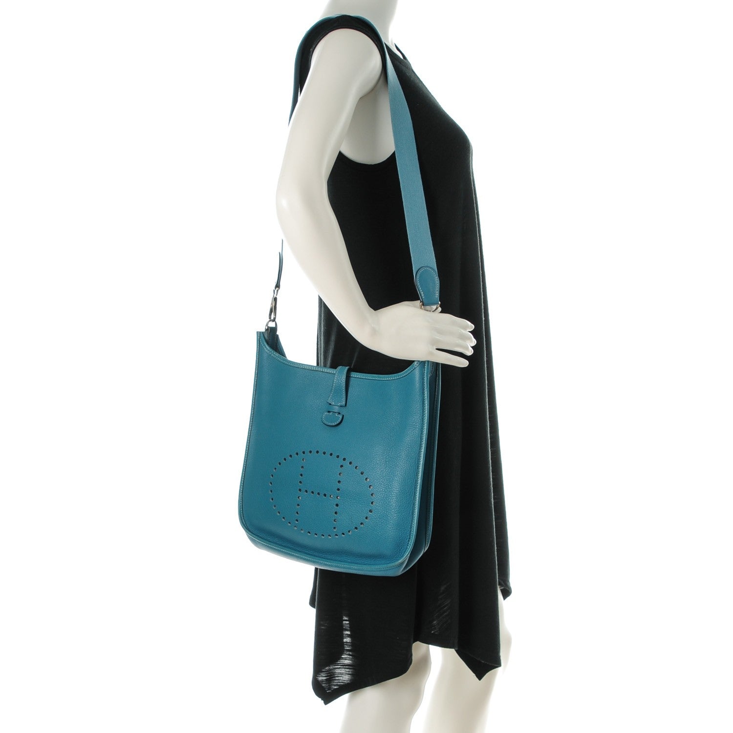 Hermes Taurillon Clemence Evelyne PM Blue Jean 2 of 9