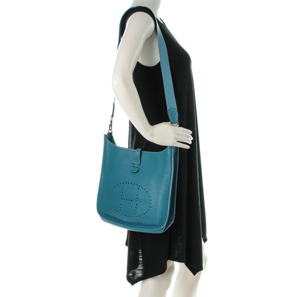 Hermes Taurillon Clemence Evelyne PM Blue Jean 2 of 9