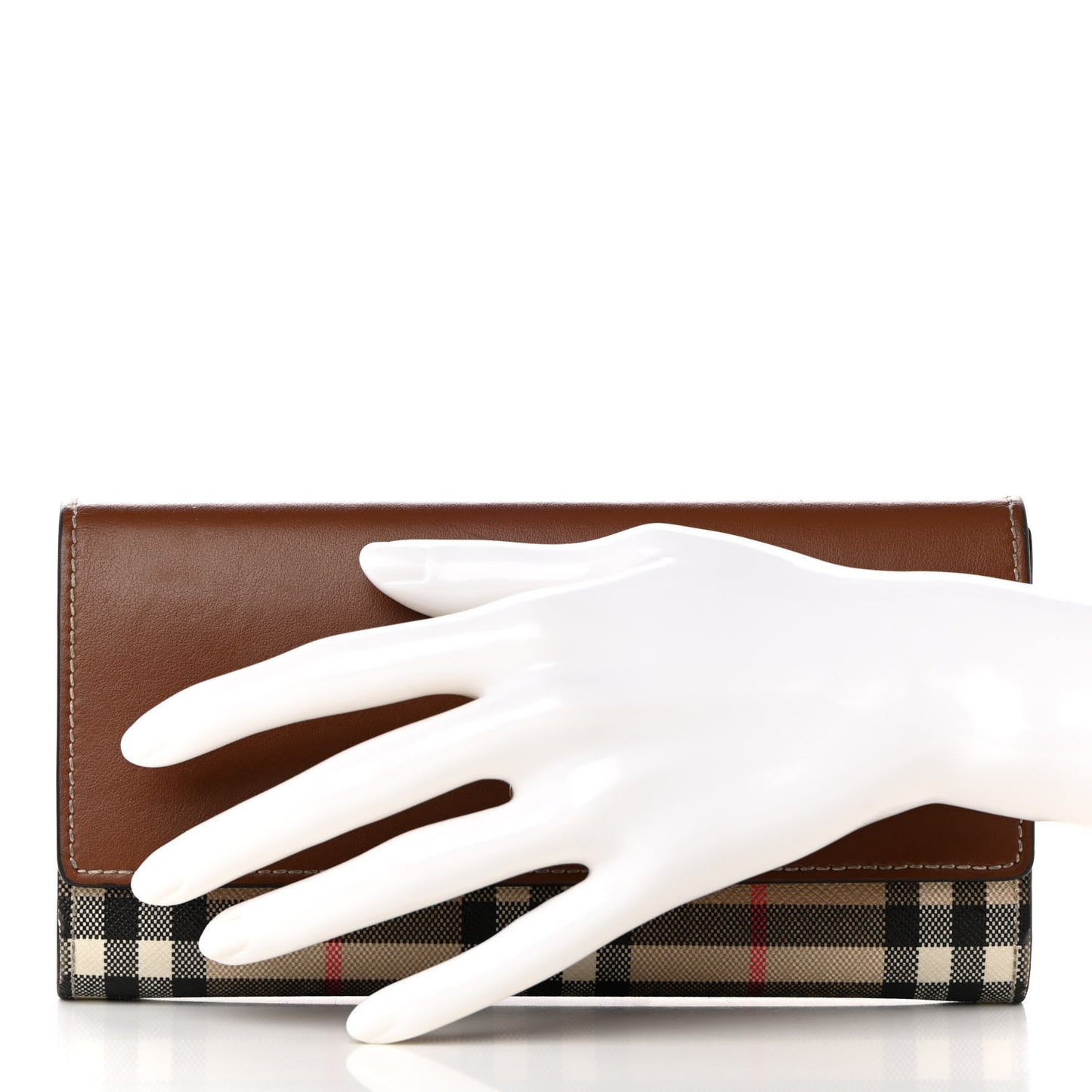Vintage Check Grain Calfskin Halton Wallet Tan