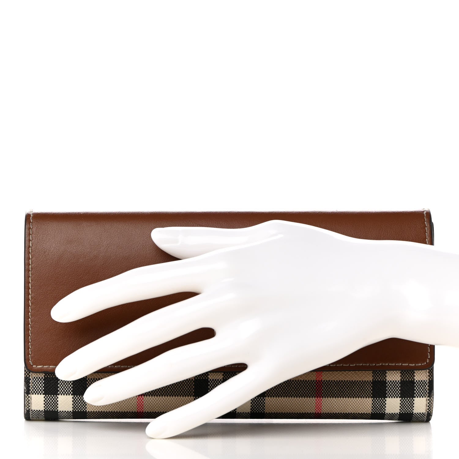 Burberry Vintage Check Grain Calfskin Halton Wallet Tan 2 of 15