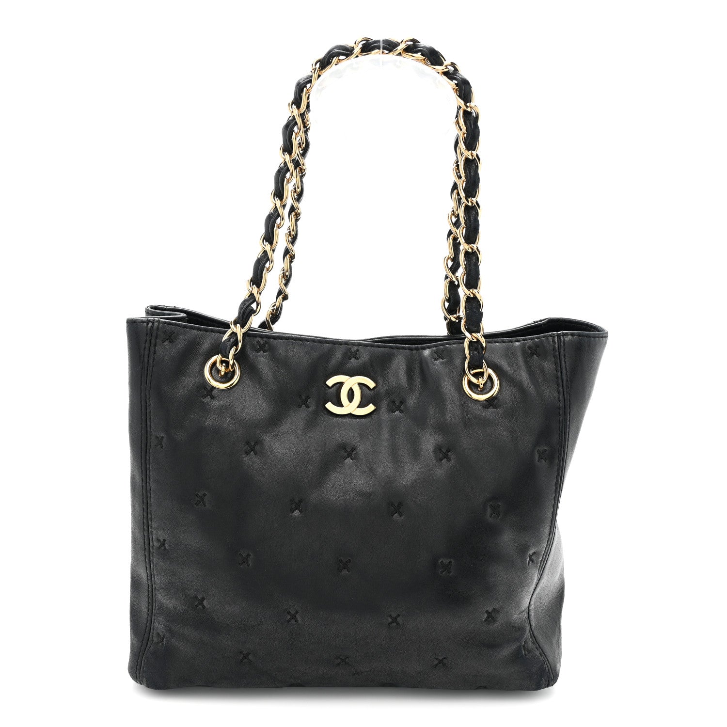 Chanel Lambskin Cross Stitch Shopper Tote Black 1 of 10