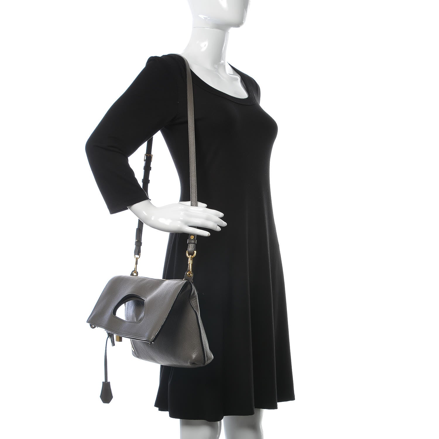 Tom Ford Grained Calfskin Alix Shoulder Bag Graphite 2 of 12