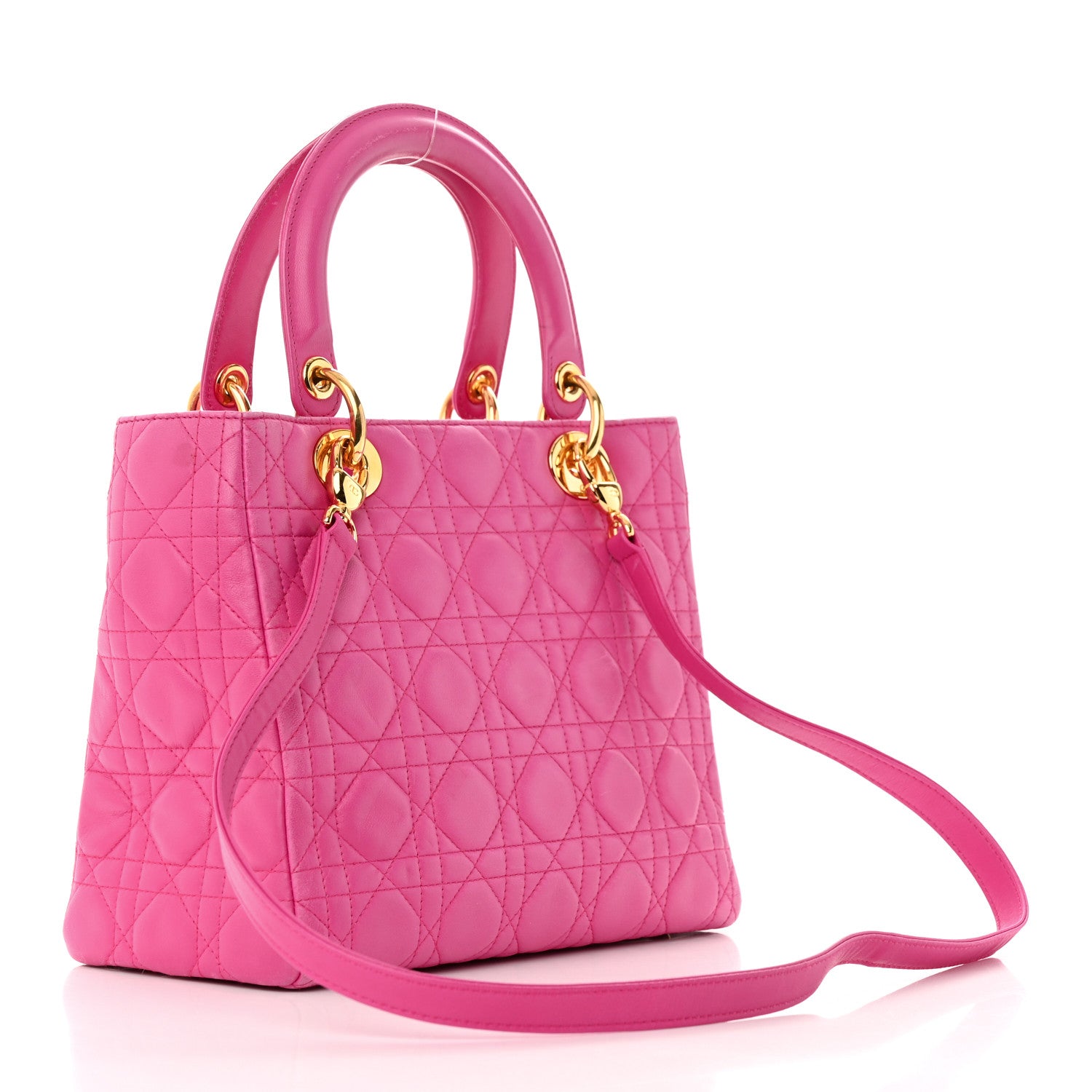 Christian Dior Lambskin Cannage Medium Lady Dior Pink 3 of 30
