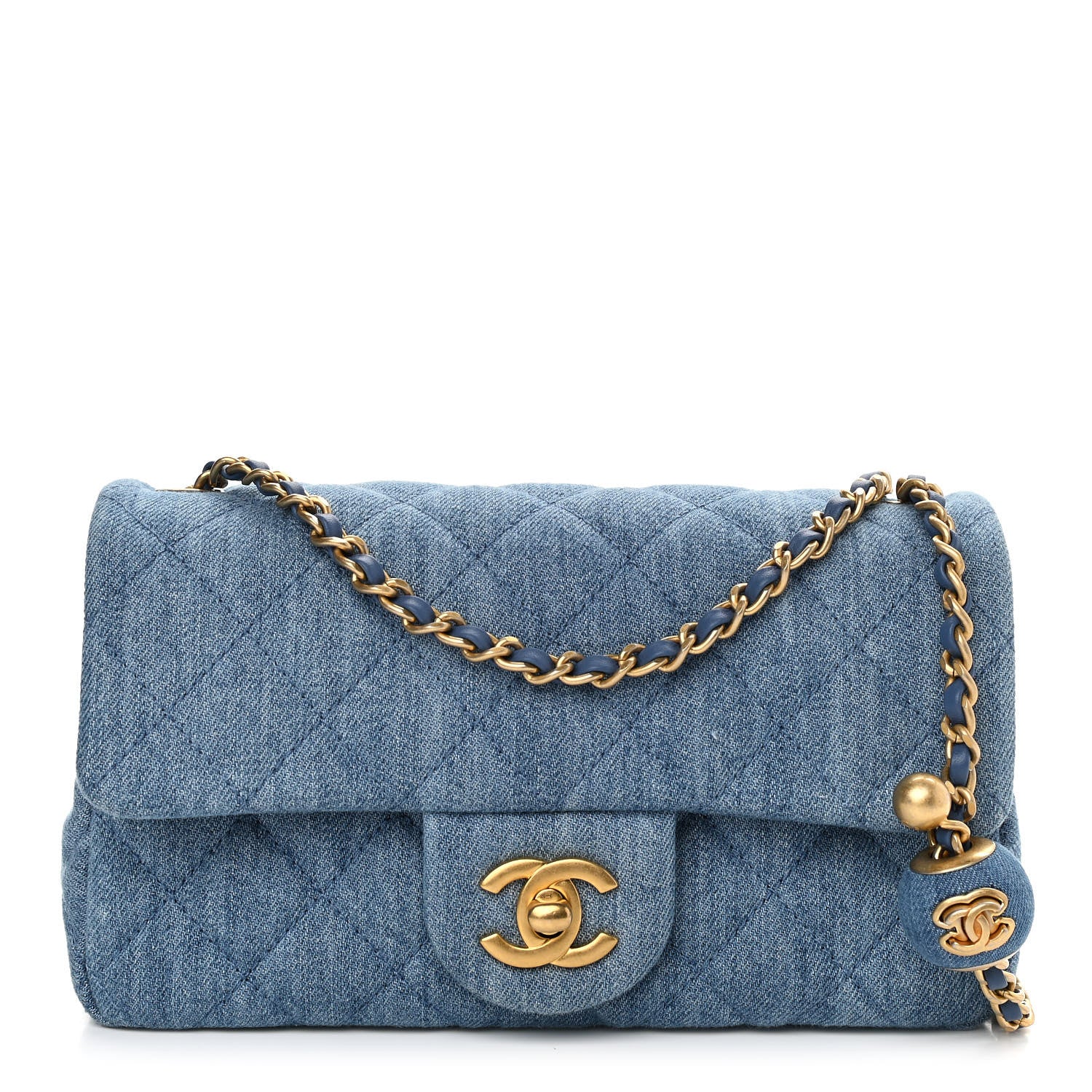 Chanel Denim Quilted Mini Pearl Crush Rectangular Flap Blue 1 of 11