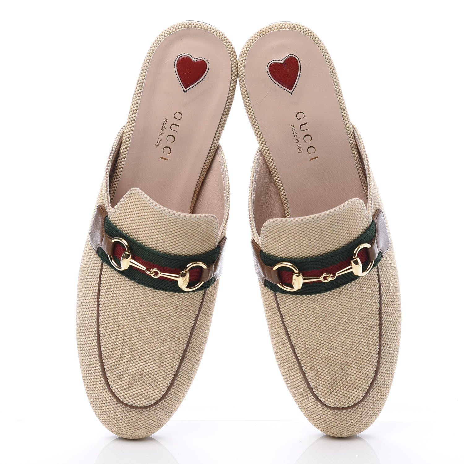 Gucci Canvas Vintage Charlotte Web Princetown Slippers 37 Sand Cuir 5 of 11