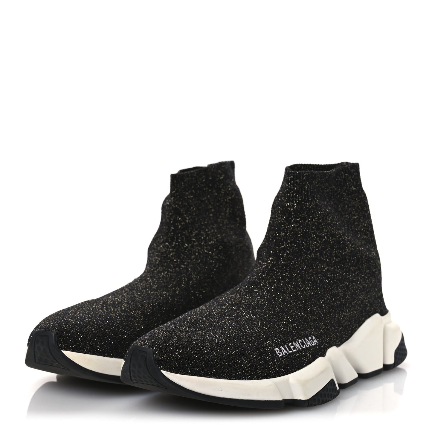Metallic Knit Womens Speed Sneakers 41 Black Gold