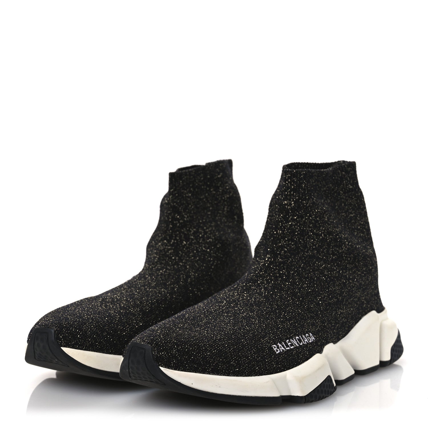 Balenciaga Metallic Knit Womens Speed Sneakers 41 Black Gold 4 of 11