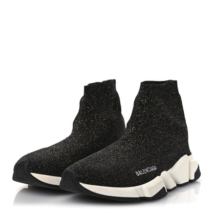 Balenciaga Metallic Knit Womens Speed Sneakers 41 Black Gold 4 of 11