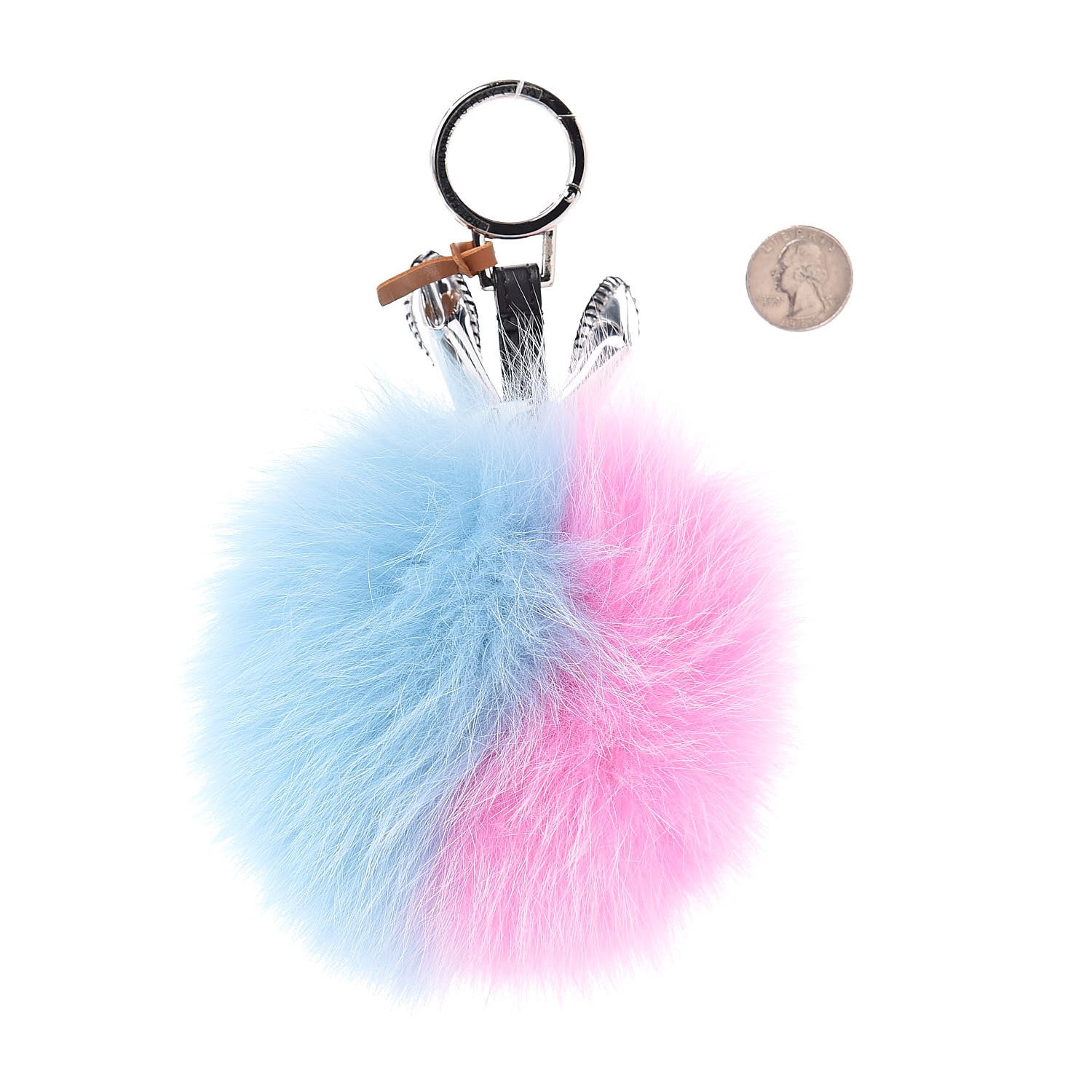 MCM Fox Fur Rabbit Punk Bag Charm Pink Blue 2 of 3