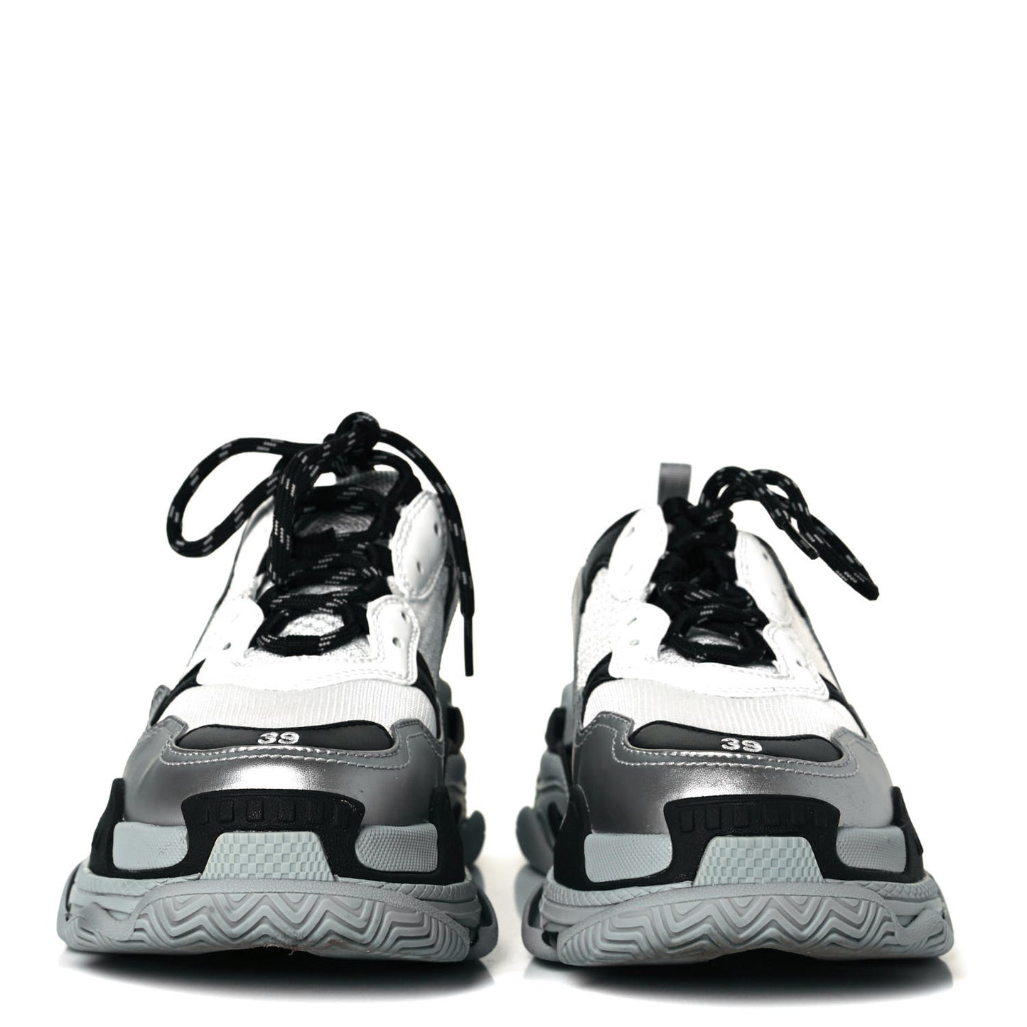 Metallic Fabric Mesh Mens Triple S Sneakers 39 Grey Dark Grey Black