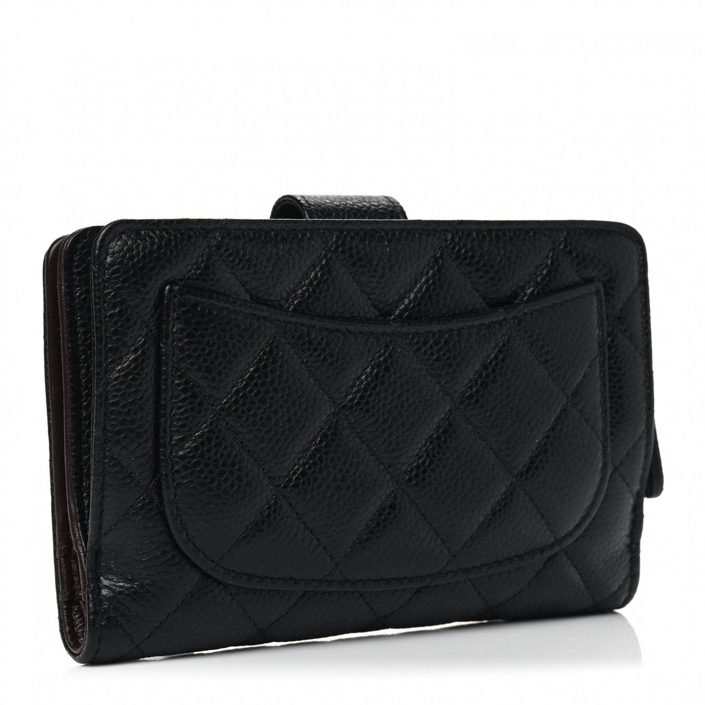 Caviar Quilted Zipped Pocket Wallet Black