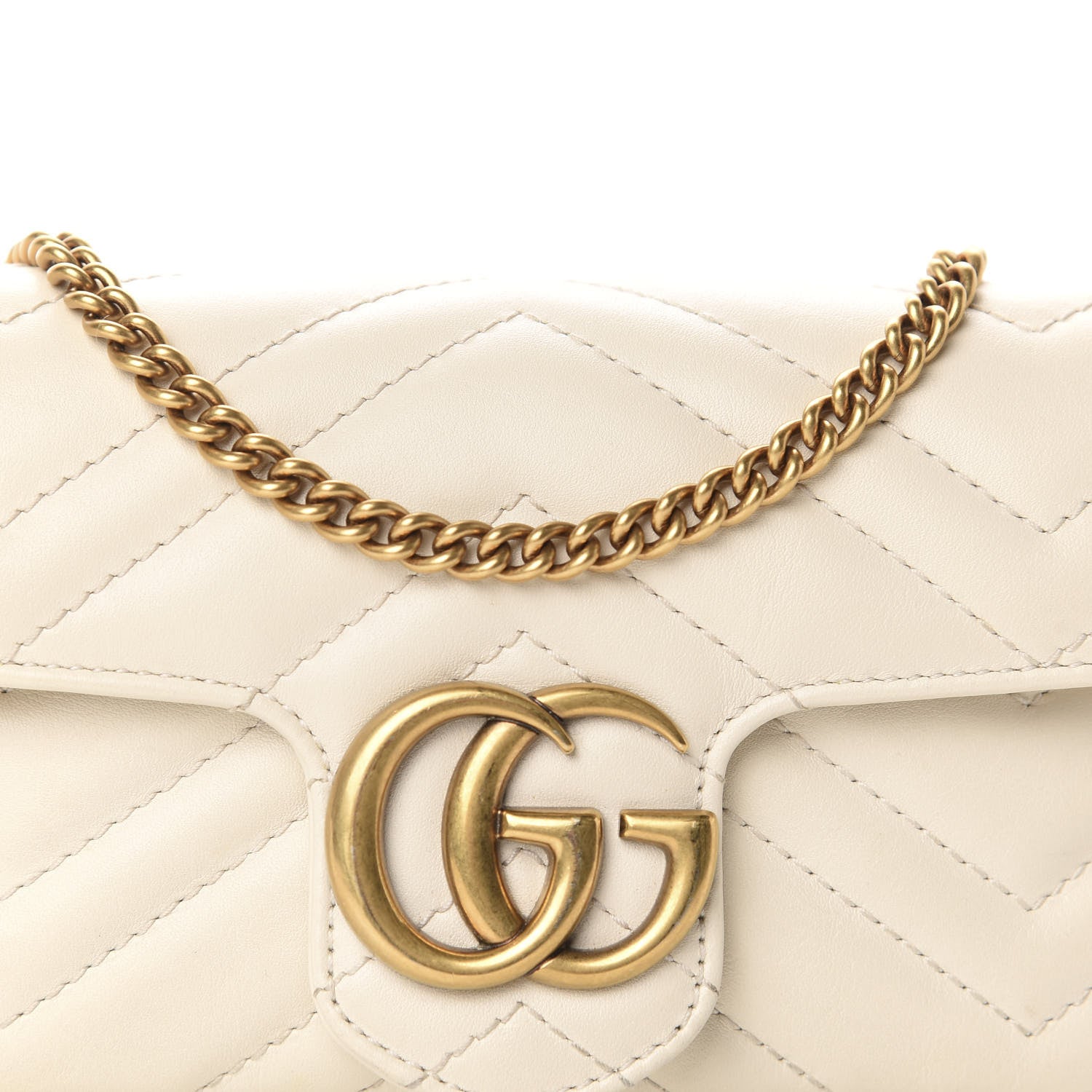 Gucci Calfskin Matelasse Super Mini GG Marmont Shoulder Bag White 11 of 11