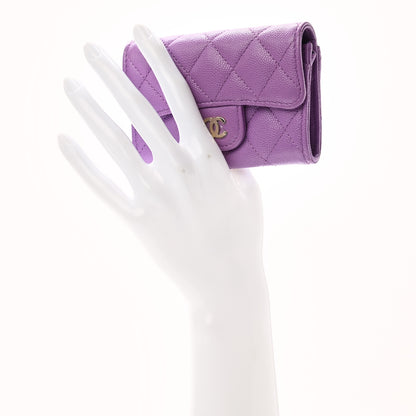 Chanel Caviar Quilted Flap Card Holder Wallet Purple 3 of 10