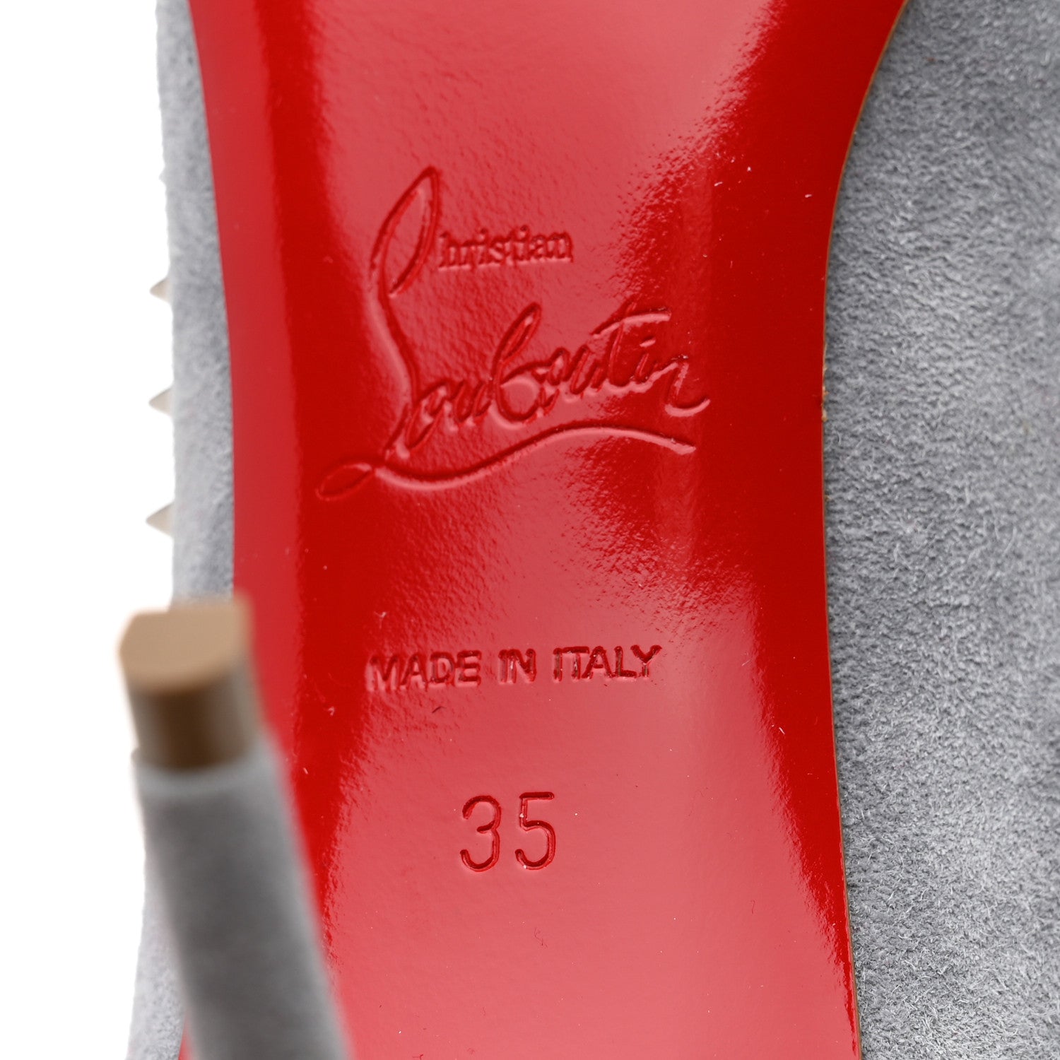 Christian Louboutin Veau Velours Studded Anjalina 85 Pumps 35 Brest 7 of 7