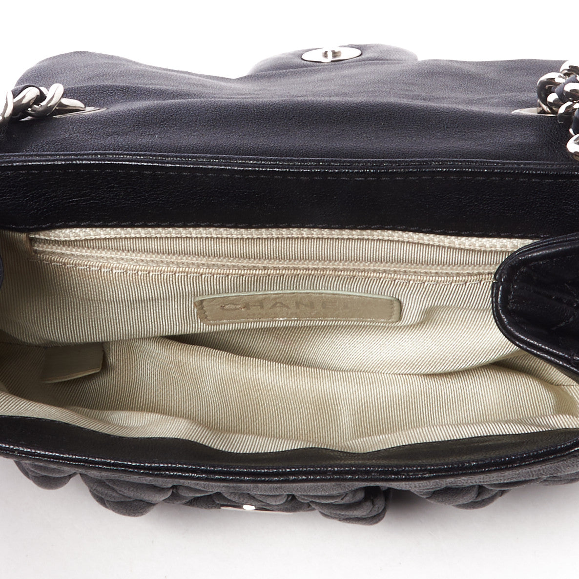 Washed Lambskin Quilted Mini Chain Around Flap Black