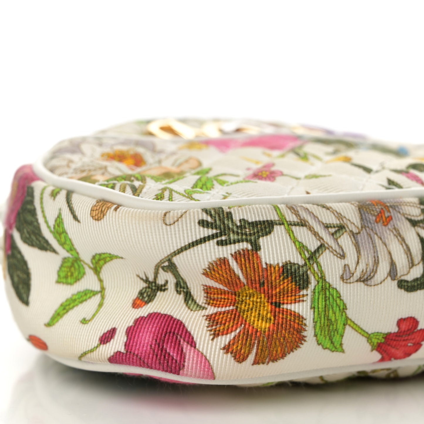 Canvas Flora Floral Trapuntata Mini Zumi Dome Shoulder Bag White