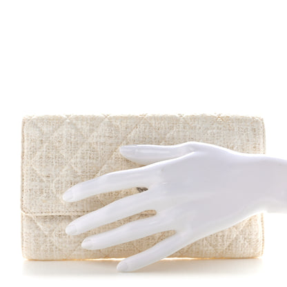 Chanel Tweed Quilted Flap Wallet White 2 of 12