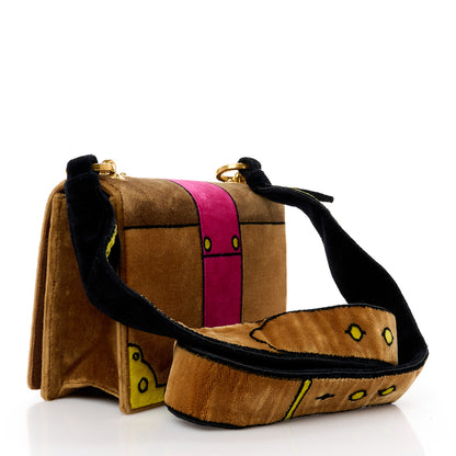 Prada Velluto Ricamo Cahier Shoulder Bag Cammello 3 of 10