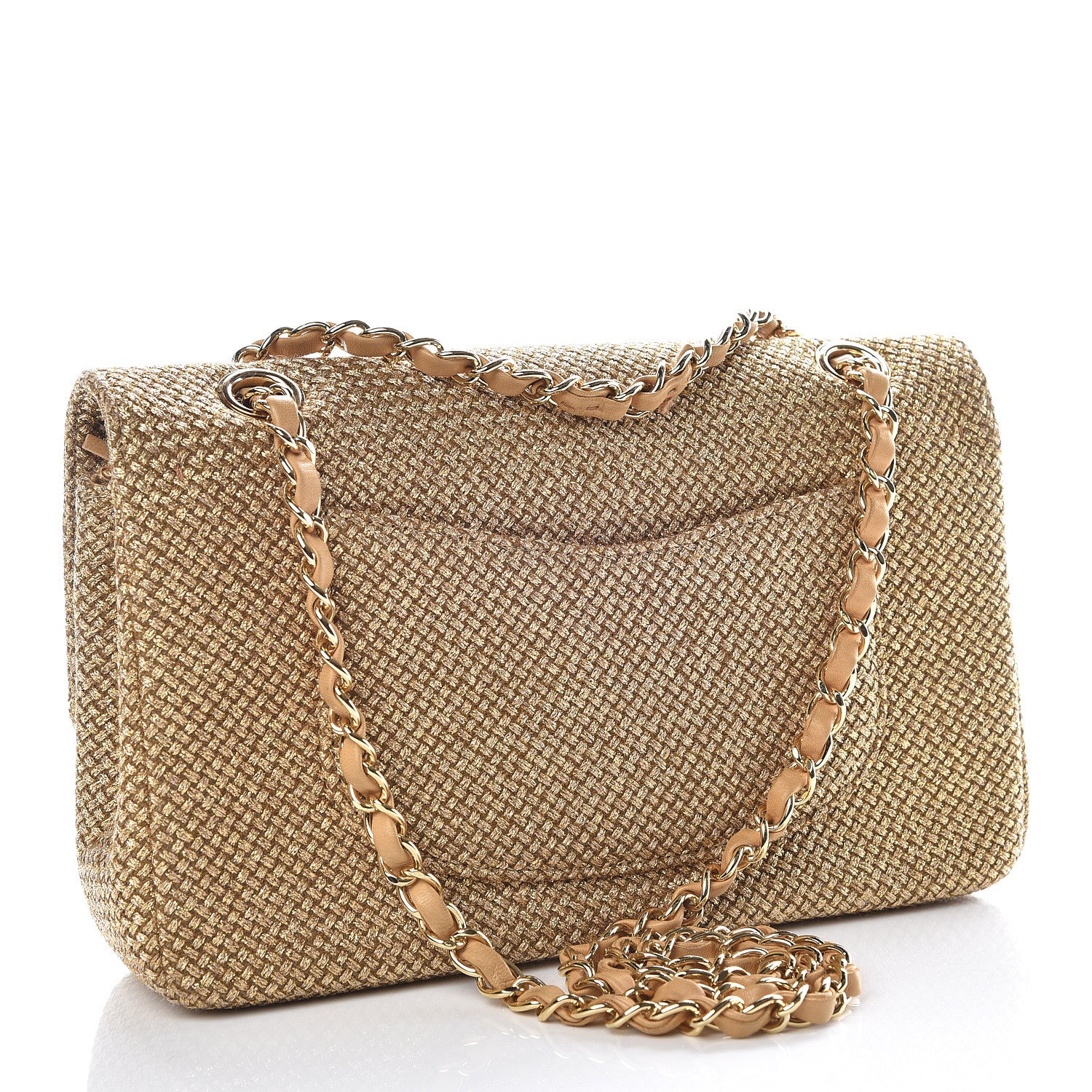 Chanel Tweed Mirror Embellished Medium Double Flap Gold 3 of 13