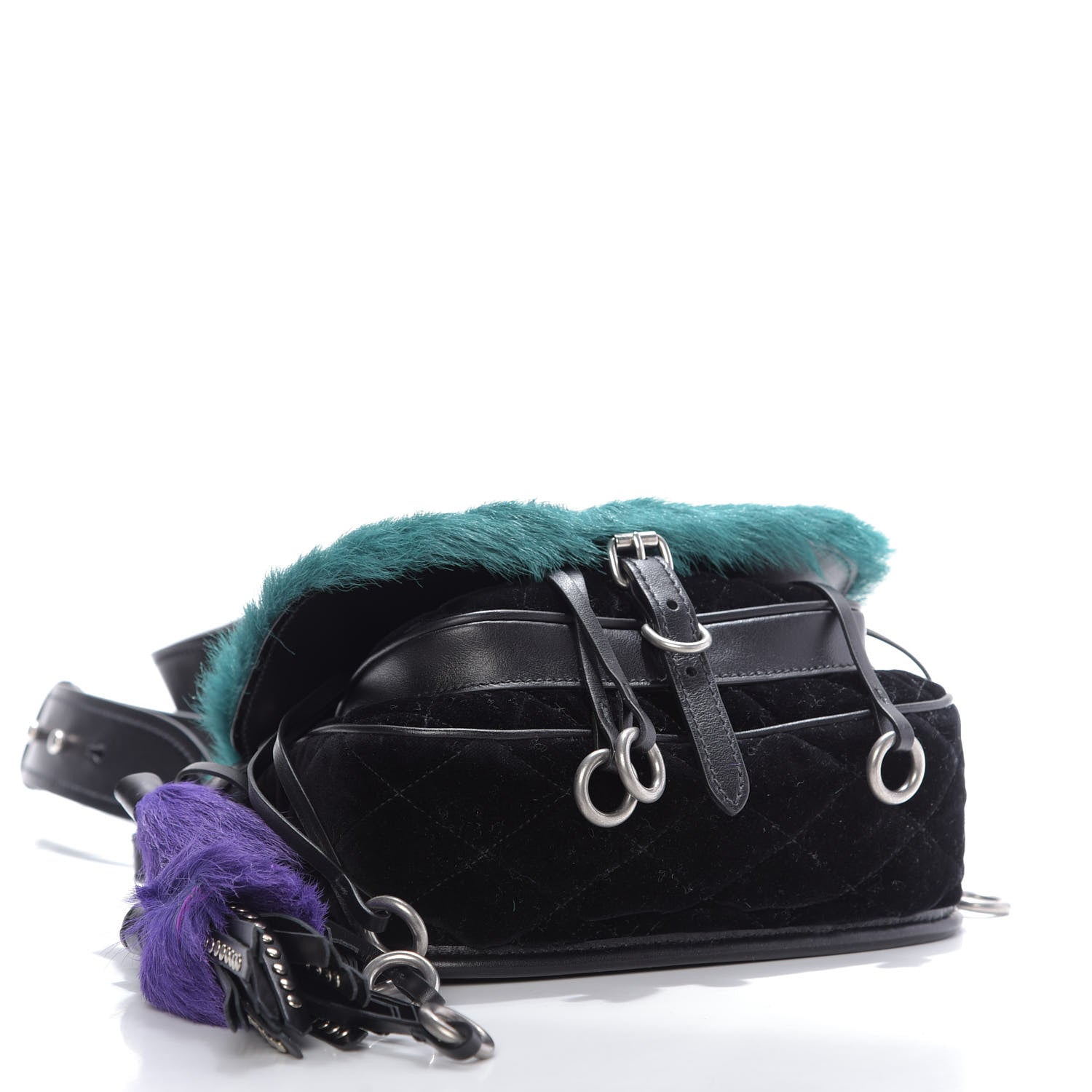 Prada Cavallino Velluto Corsaire Antic Crossbody Bag Biliardo Black 4 of 8