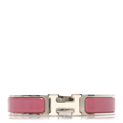 Hermes Enamel Narrow Clic Clac H Bracelet GM Rose Velours White 1 of 4