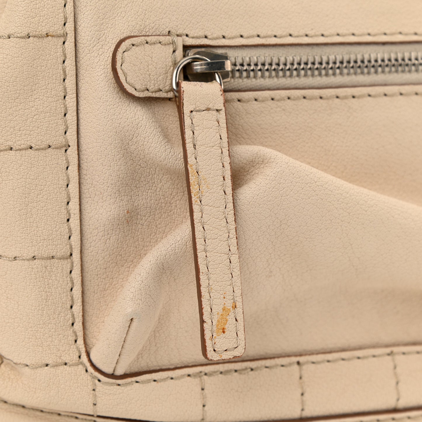 Goatskin Square Stitch Essential Bowler White