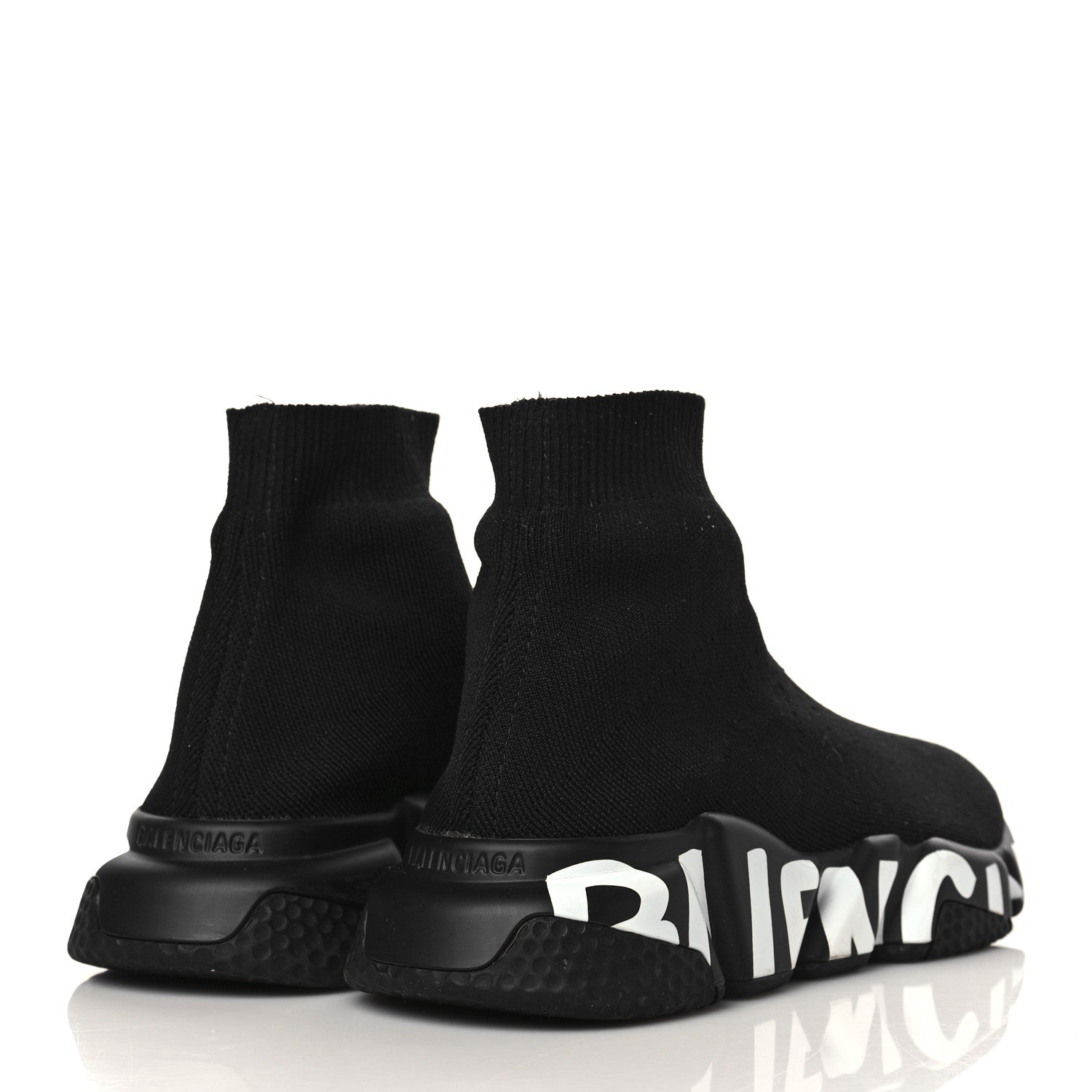 Balenciaga Neoprene Knit Womens Speed Graffiti Sneakers 38 Black White 4 of 8