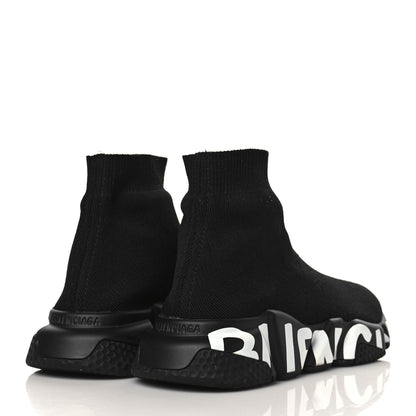 Balenciaga Neoprene Knit Womens Speed Graffiti Sneakers 38 Black White 4 of 8