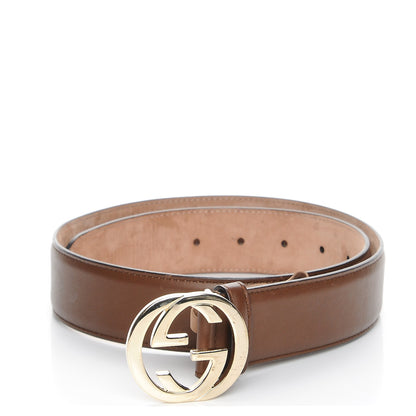 Gucci Calfskin Interlocking G 37mm Belt 80 32 Nut Brown 1 of 7