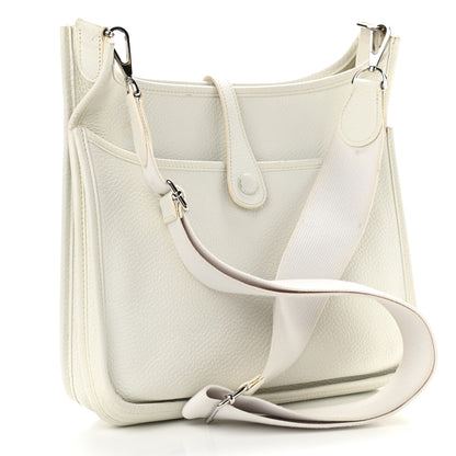 Hermes Taurillon Clemence Evelyne III PM White 2 of 19