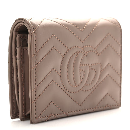 Gucci Calfskin Matelasse GG Marmont Card Case Wallet Porcelain Rose 3 of 7