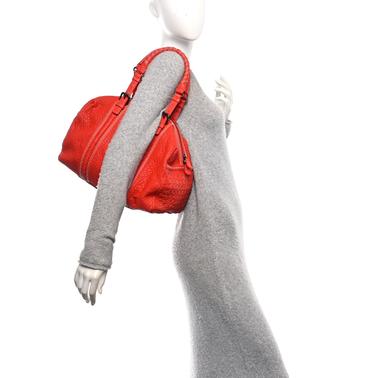 Bottega Veneta Pebbled Lambskin Top Handle Satchel Vesuvio 2 of 9