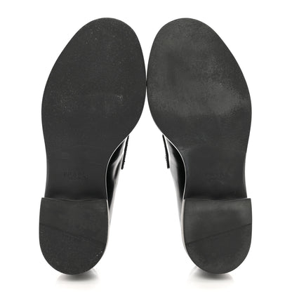 Prada Spazzolato Metal Triangle Logo 50mm Loafers 37 Black 5 of 8