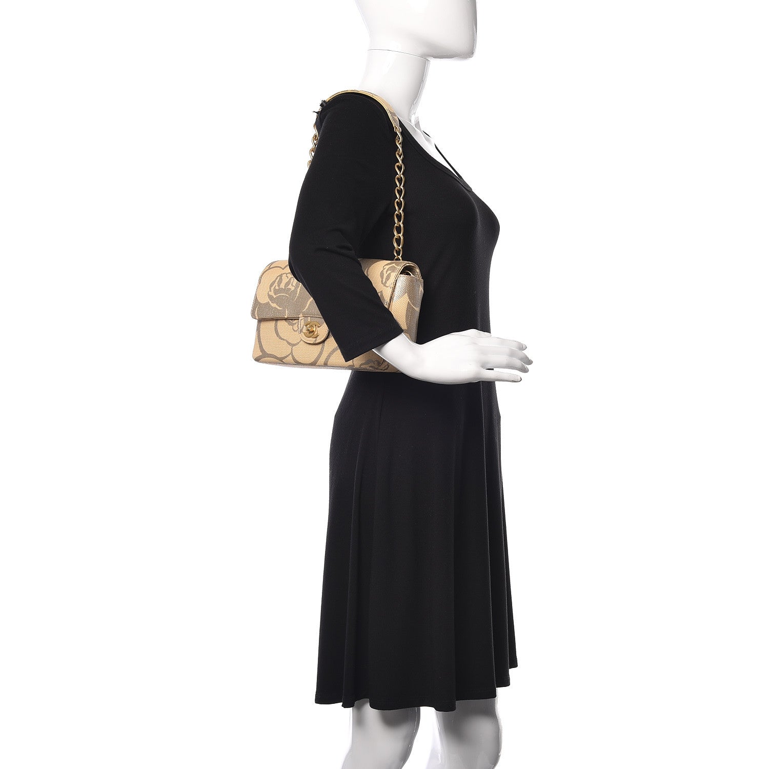 Chanel Woven Straw Camellia Print Medium Single Flap 2 of 12