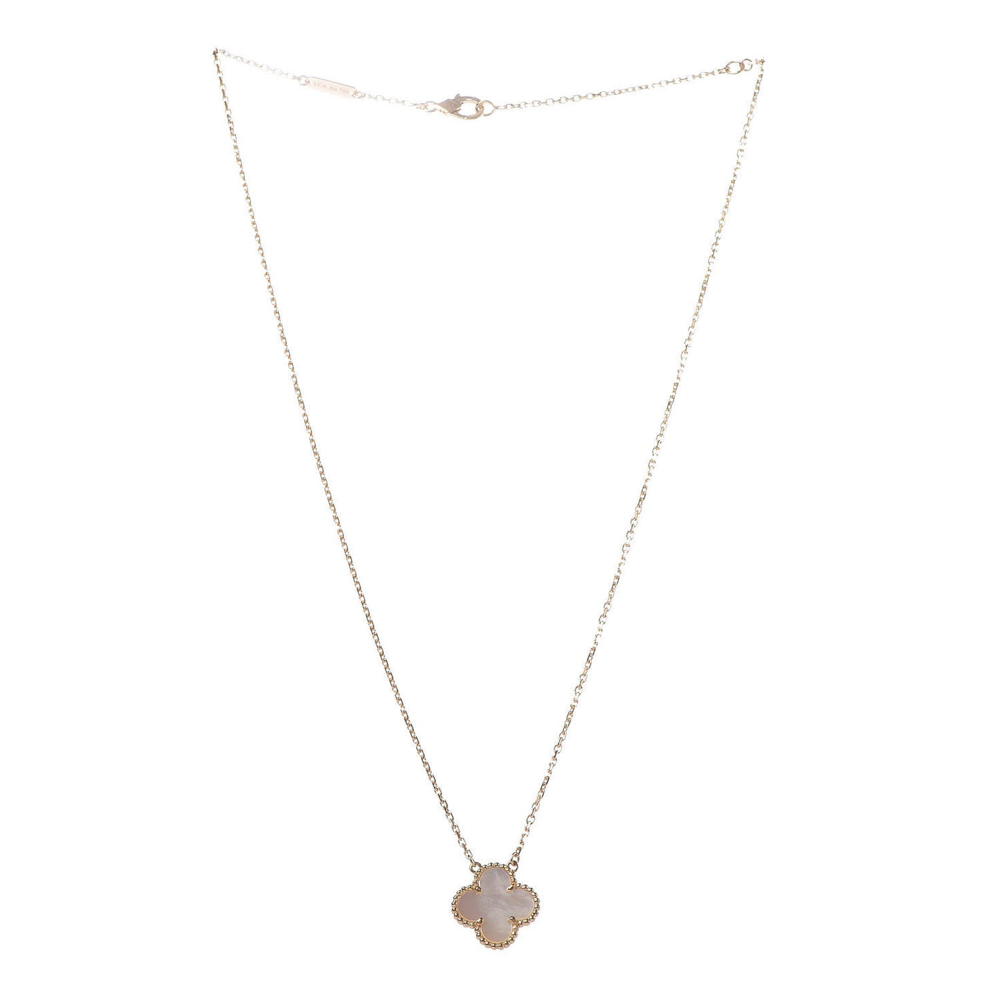 18K Yellow Gold Mother of Pearl Vintage Alhambra Pendant Necklace