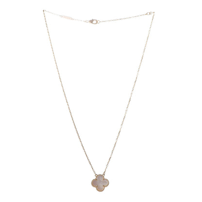 Van Cleef & Arpels 18K Yellow Gold Mother of Pearl Vintage Alhambra Pendant Necklace 3 of 9