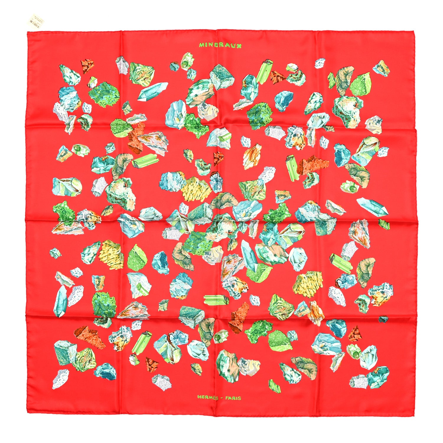 Hermes Silk Mineraux Scarf 90 Rouge Bleu Vert 1 of 5