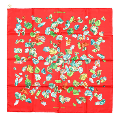 Hermes Silk Mineraux Scarf 90 Rouge Bleu Vert 1 of 5