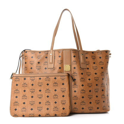 MCM Visetos Large Liz Reversible Shopper Tote Cognac 1 of 15