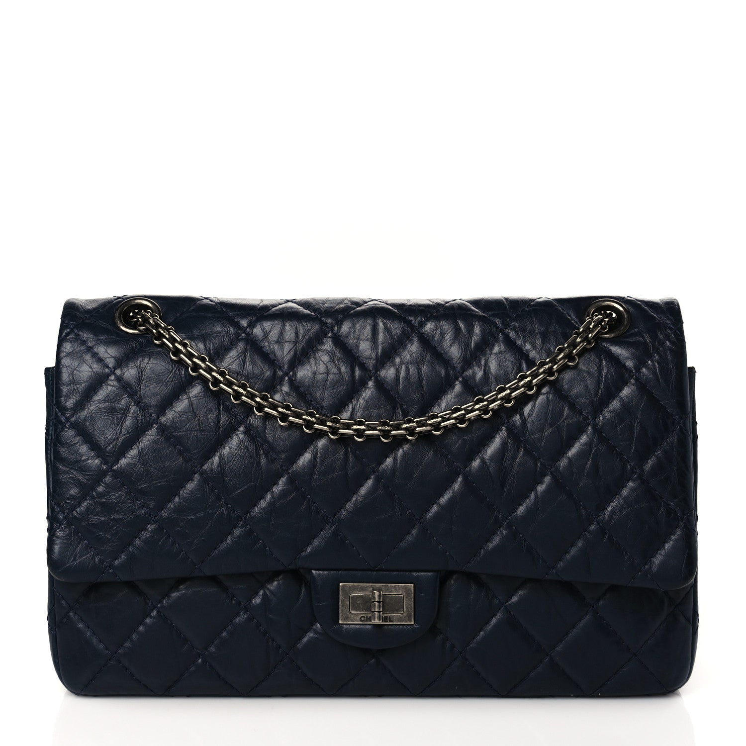 Chanel Aged Calfskin Quilted 2.55 Reissue 226 Flap Navy Blue 1 of 10