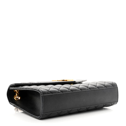Saint Laurent Grain De Poudre Textured Mixed Matelasse Triquilt Medium Monogram Satchel Black 4 of 12