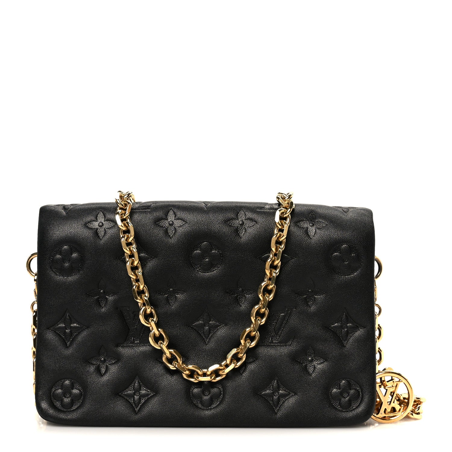 Louis Vuitton Lambskin Embossed Monogram Pochette Coussin Black 1 of 11