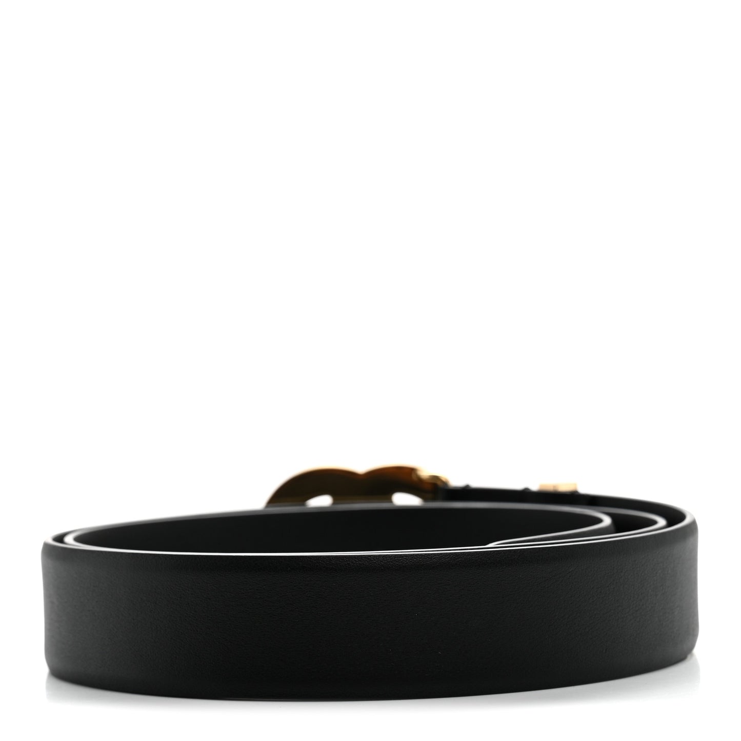 Calfskin Metal Enamel CC Belt 95 38 Black Golden